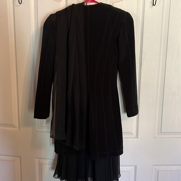Tadashi NWOTblack cocktail/occasion knee length jacket sheer skirt szS - Picture 6 of 15